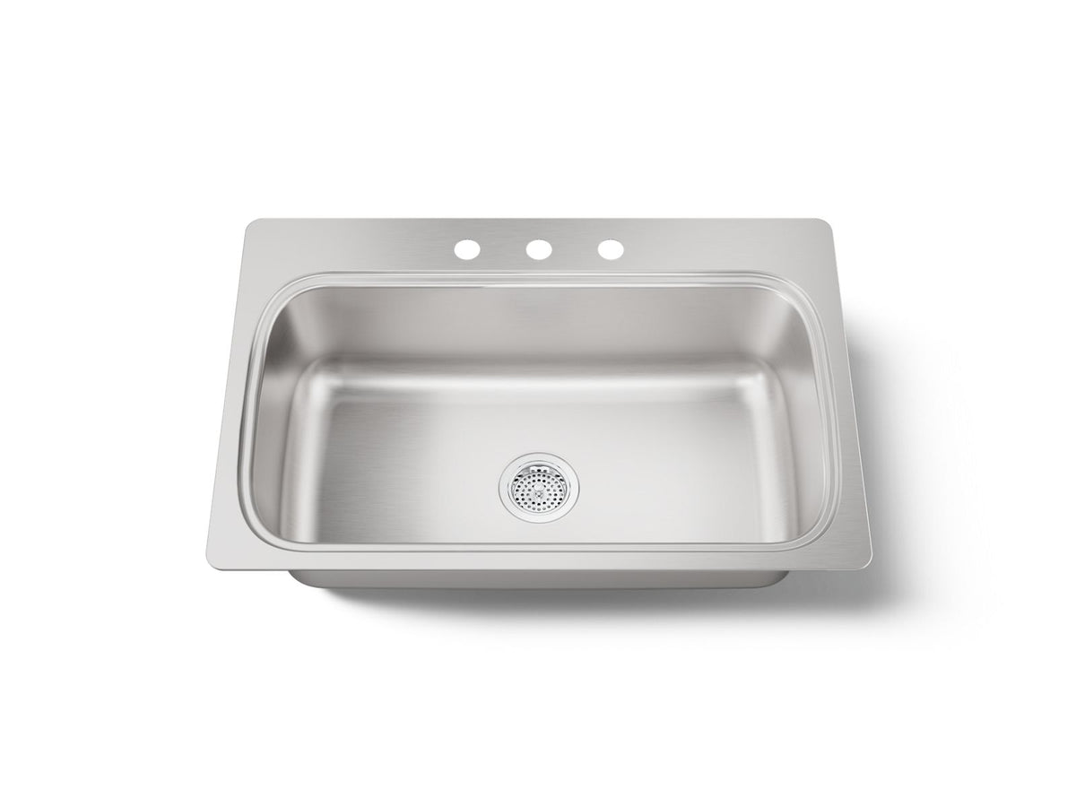 VERSE 33X22 SINGLE BASIN SS SINK 3 HOLE