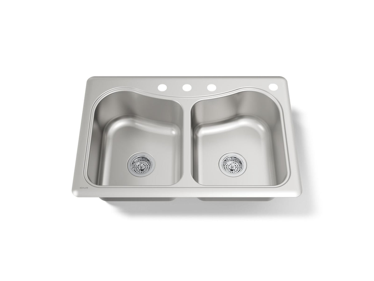 STACCATO DBL-EQUAL SS SINK, 4-HOLE