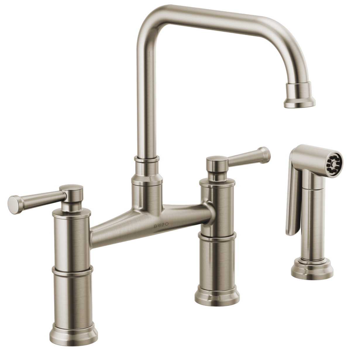 TWO HANDLE BRIDGE KITCHEN FAUCET WITH SPRAY