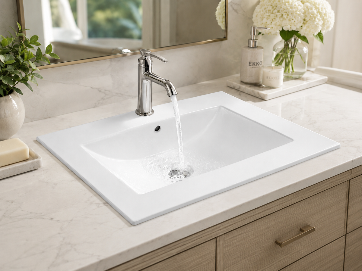 24" Rectangular Drop In Bathroom Sink