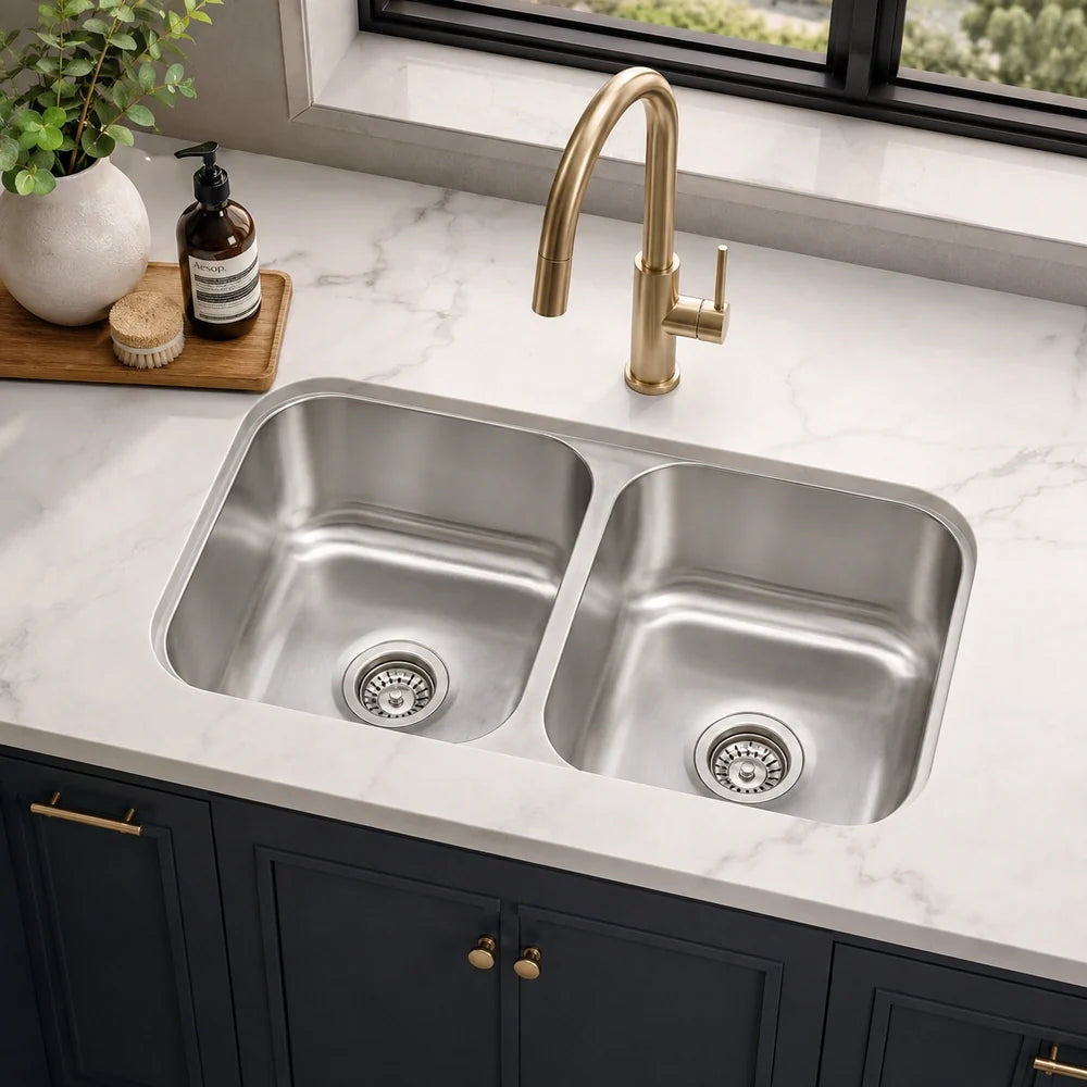 32" Undermount Double Bowl Kitchen Sink