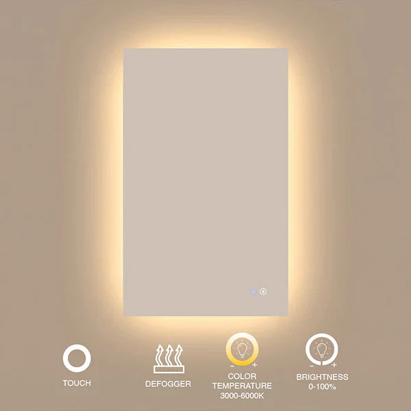 20" x 40" rectangular frameless LED medicine cabinet