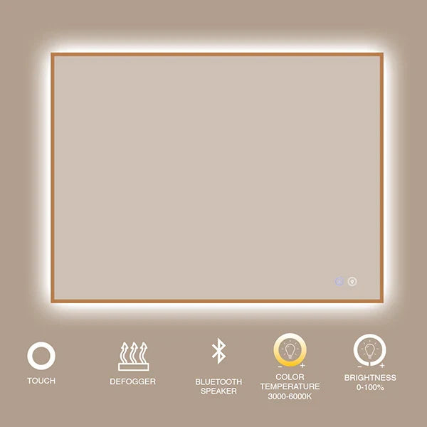 36" x 36" rectangular framed LED mirror