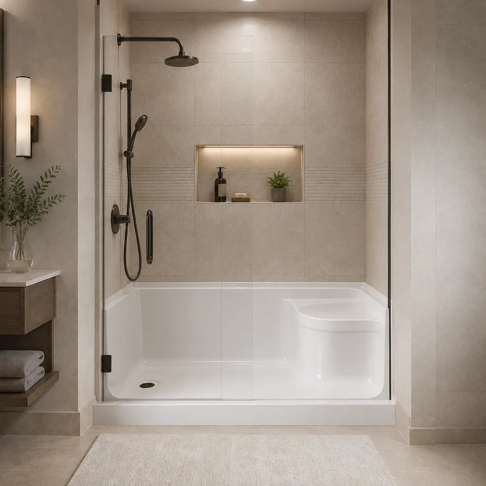 Bard 60" X 32" Showerbase With Seat Left Drain