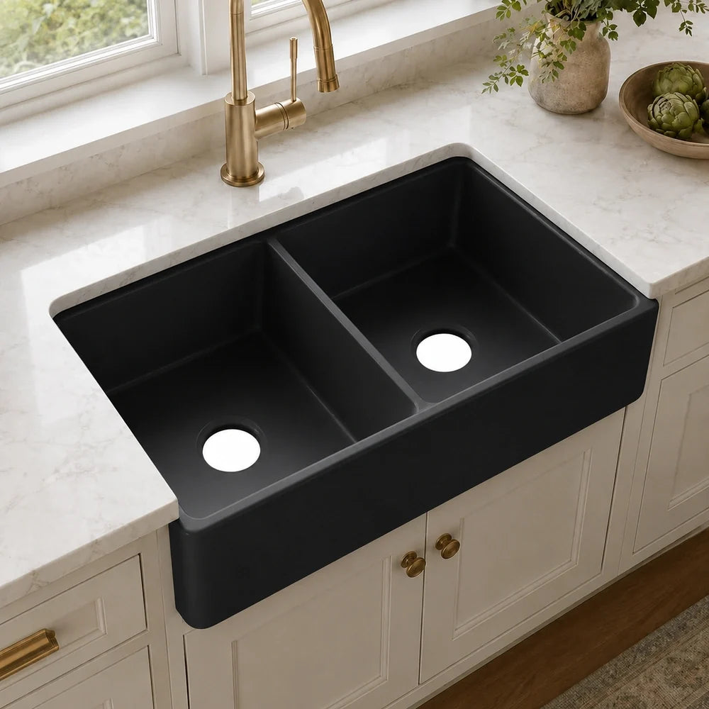 32" Undermount Double Bowl Farmhouse Kitchen Sink