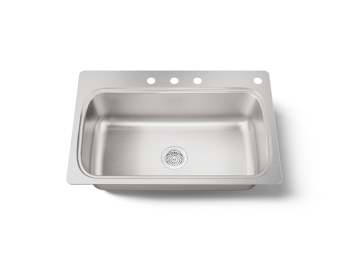 VERSE 33 X22 SINGLE BASIN SS SINK 4 HOL