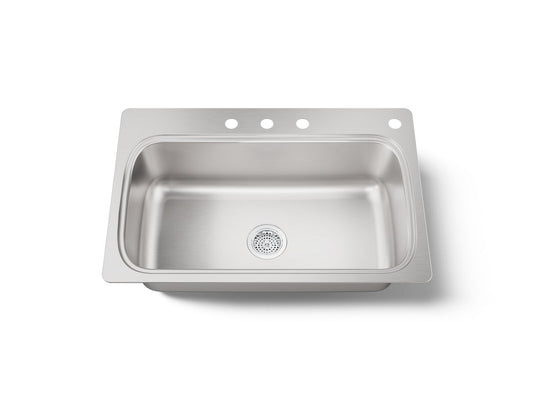 VERSE 33 X22 SINGLE BASIN SS SINK 4 HOL