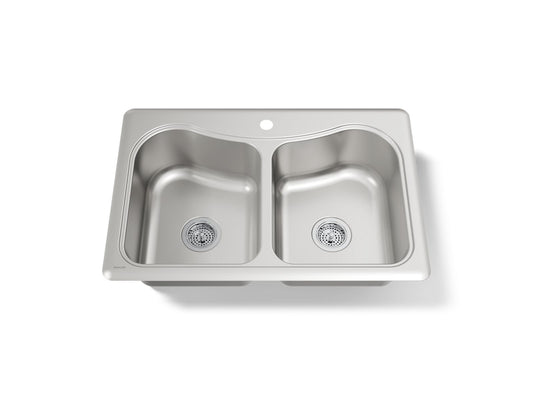 STACCATO 33X22 DBL-EQUAL SS SINK, 1-HOLE