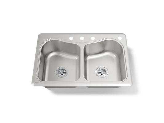 STACCATO DBL-EQUAL SS SINK, 4-HOLE