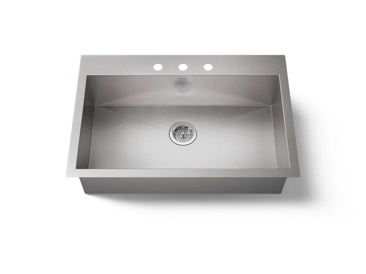 VAULT LARGE SINGLE BASIN SINK, 3-HOLE