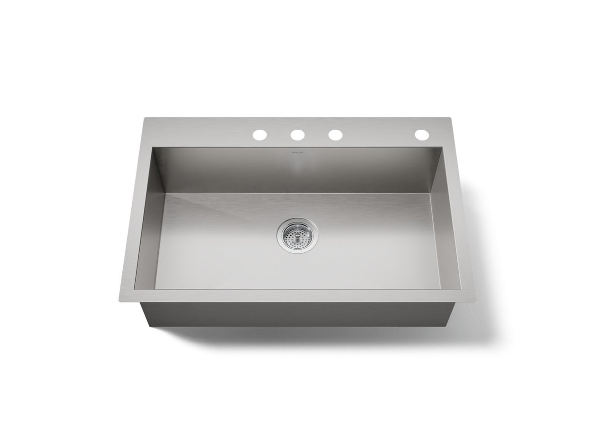 VAULT LARGE SINGLE BASIN SINK, 4-HOLE