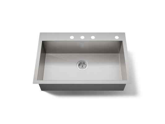 VAULT LARGE SINGLE BASIN SINK, 4-HOLE