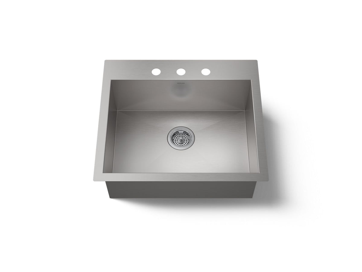 VAULT SINGLE BASIN SINK, 3-HOLE