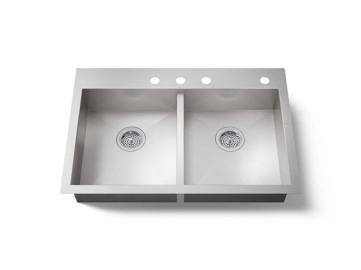 VAULT DOUBLE EQUAL SINK, 4 HOLE