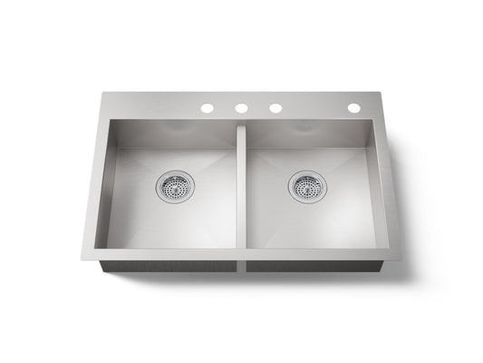 VAULT DOUBLE EQUAL SINK, 4 HOLE