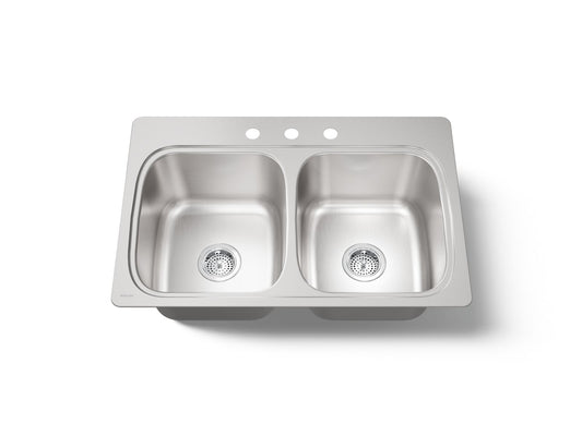VERSE 9 DOUBLE EQUAL SINK , 3 HOLE