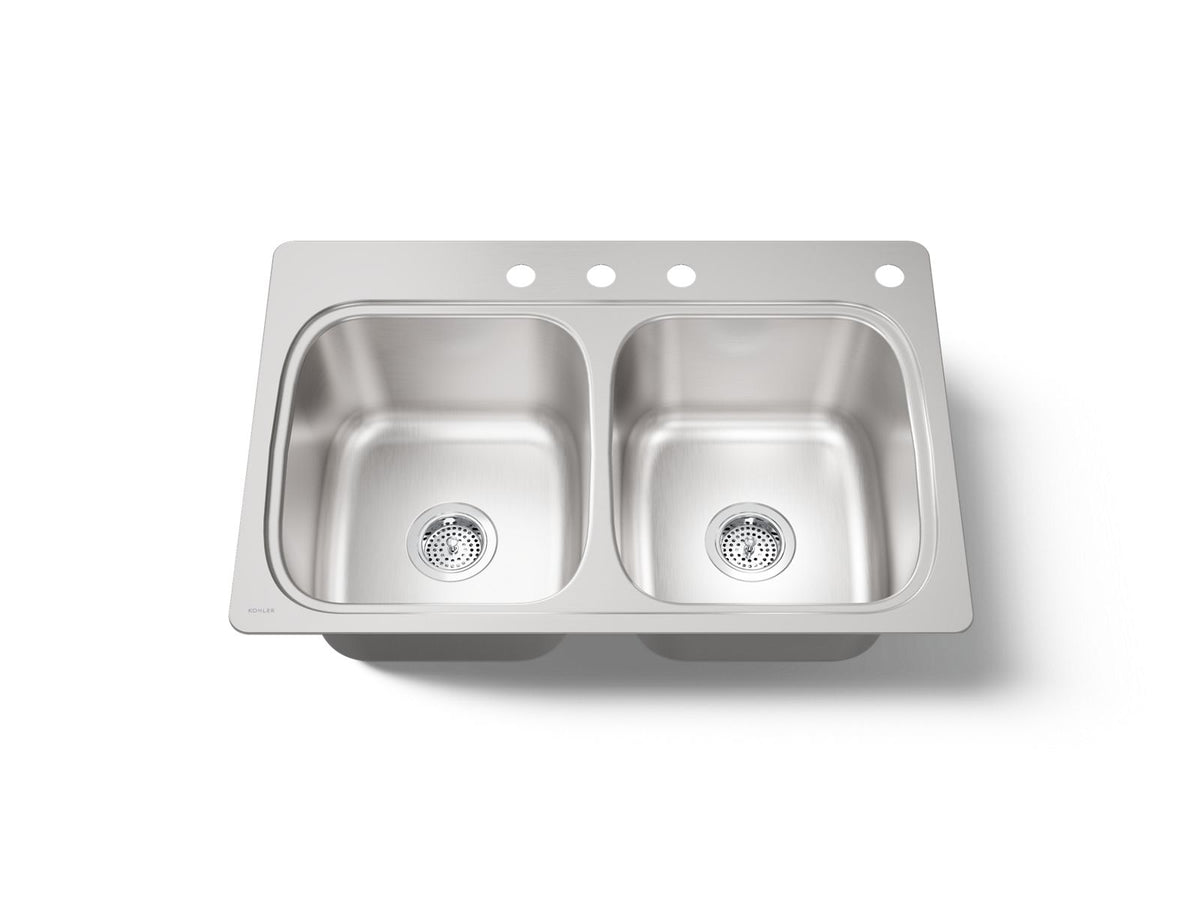 VERSE 9 DOUBLE EQUAL SINK , 4 HOLE
