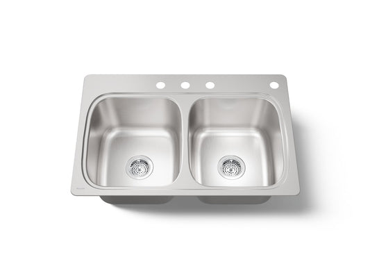 VERSE 9 DOUBLE EQUAL SINK , 4 HOLE