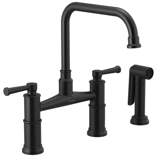 TWO HANDLE BRIDGE KITCHEN FAUCET WITH SPRAY