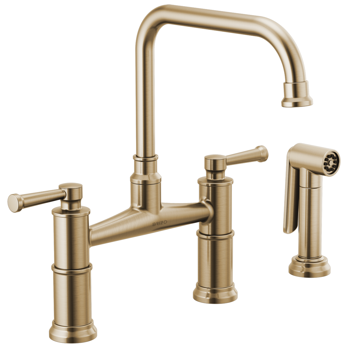 TWO HANDLE BRIDGE KITCHEN FAUCET WITH SPRAY