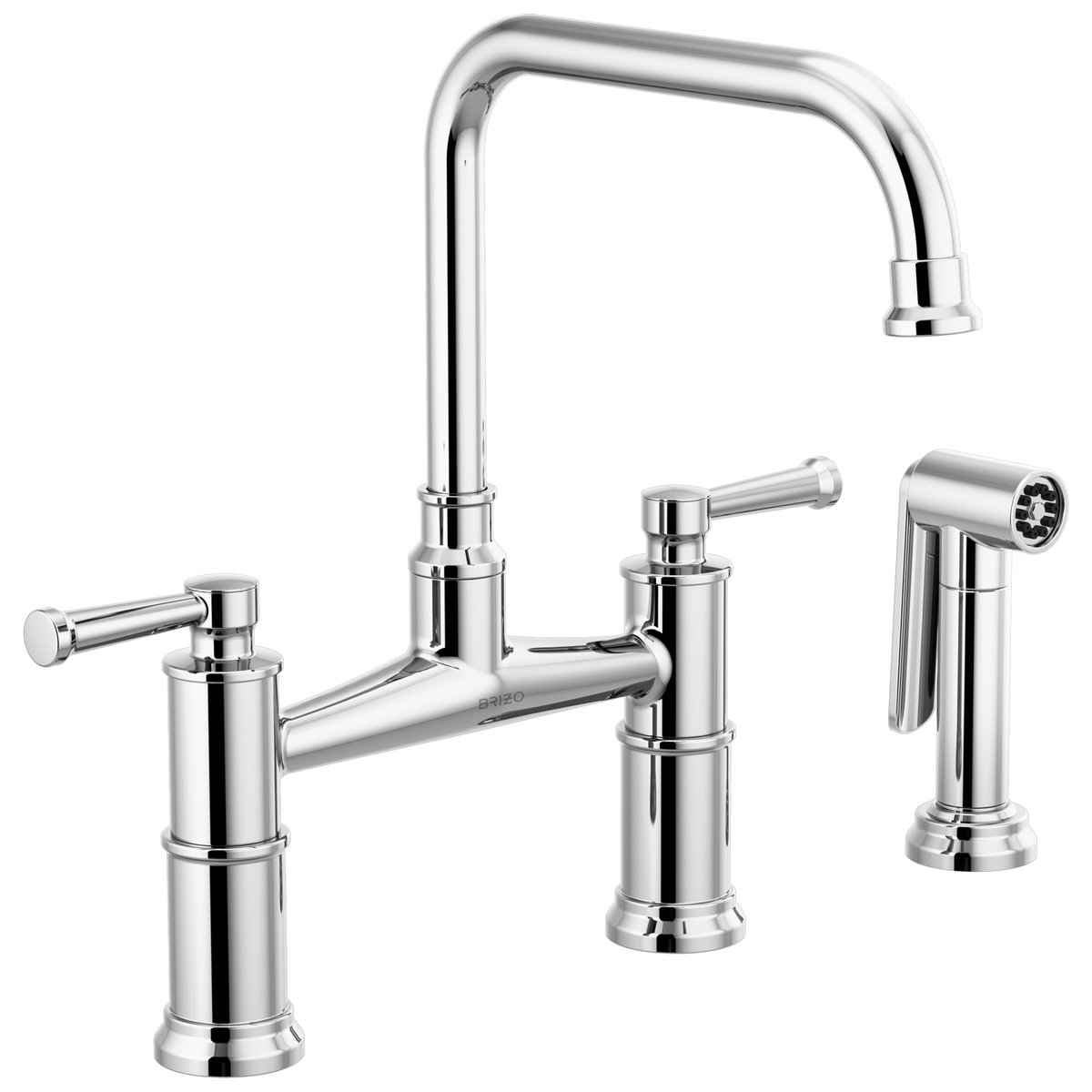 TWO HANDLE BRIDGE KITCHEN FAUCET WITH SPRAY