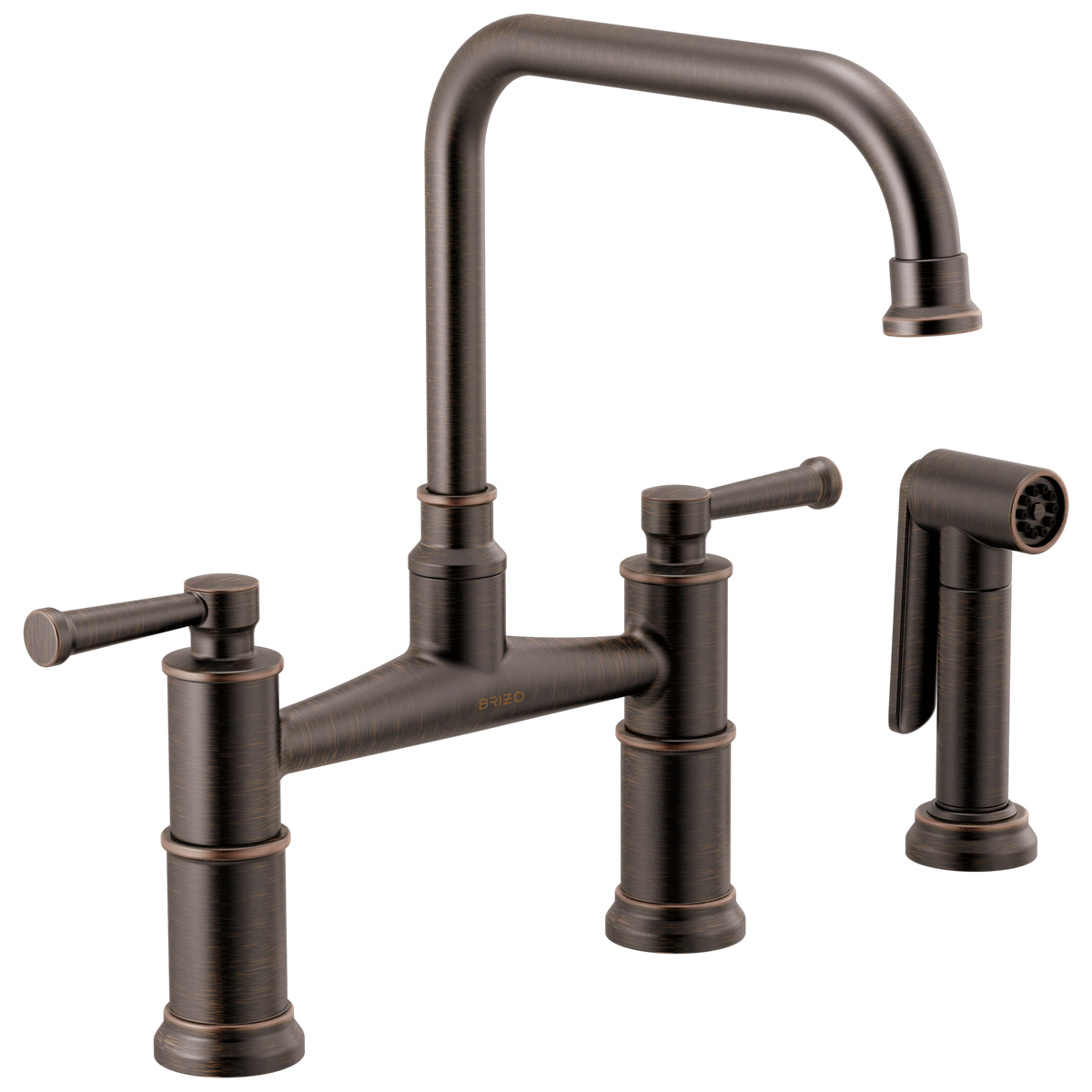 TWO HANDLE BRIDGE KITCHEN FAUCET WITH SPRAY