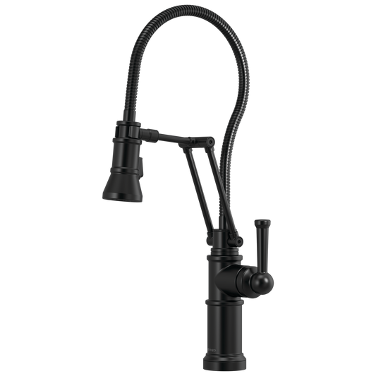 ARTICULATING FAUCET WITH FINISHED HOSE