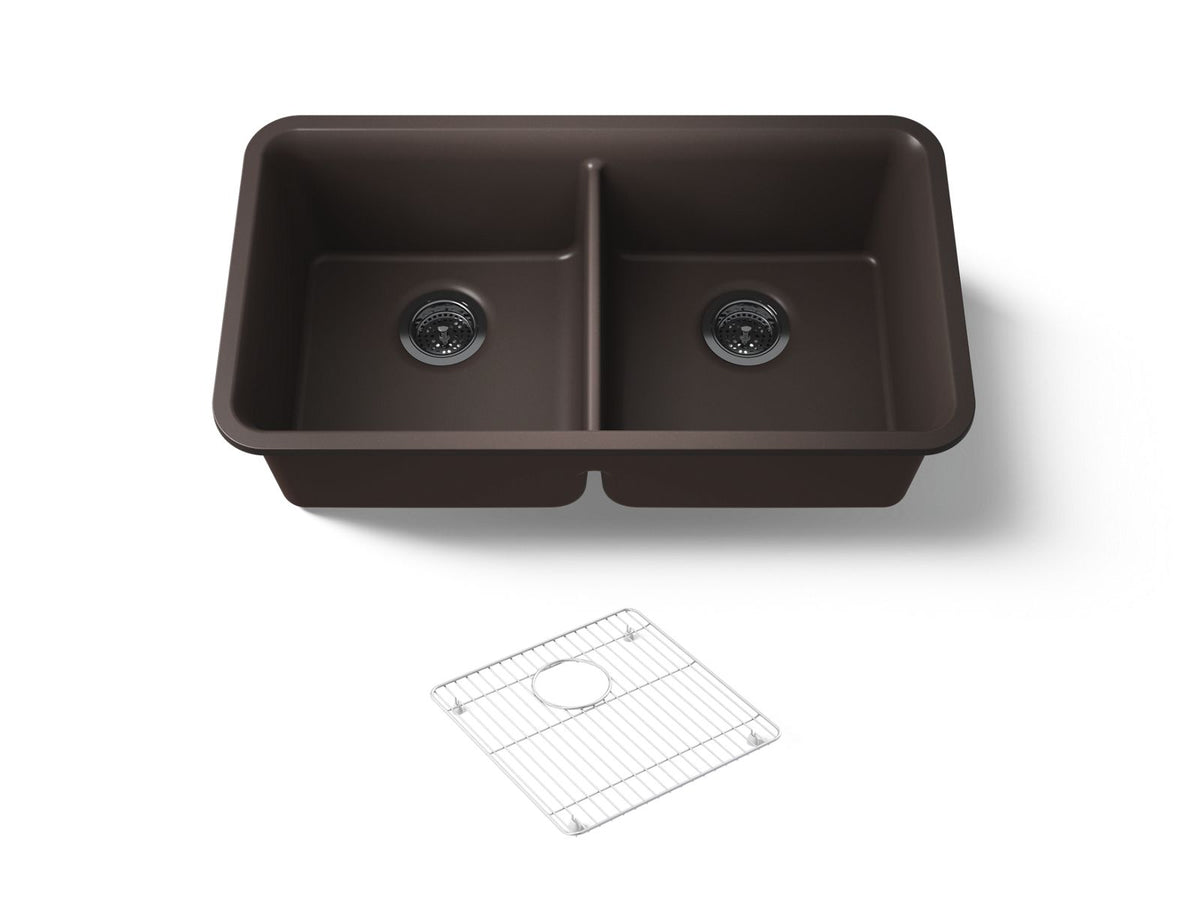CAIRN UNDERMOUNT DBL EQUAL SINK W/RACK