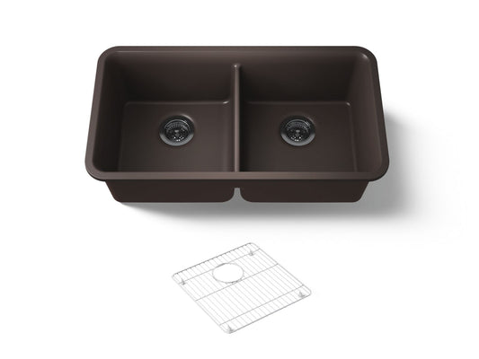 CAIRN UNDERMOUNT DBL EQUAL SINK W/RACK