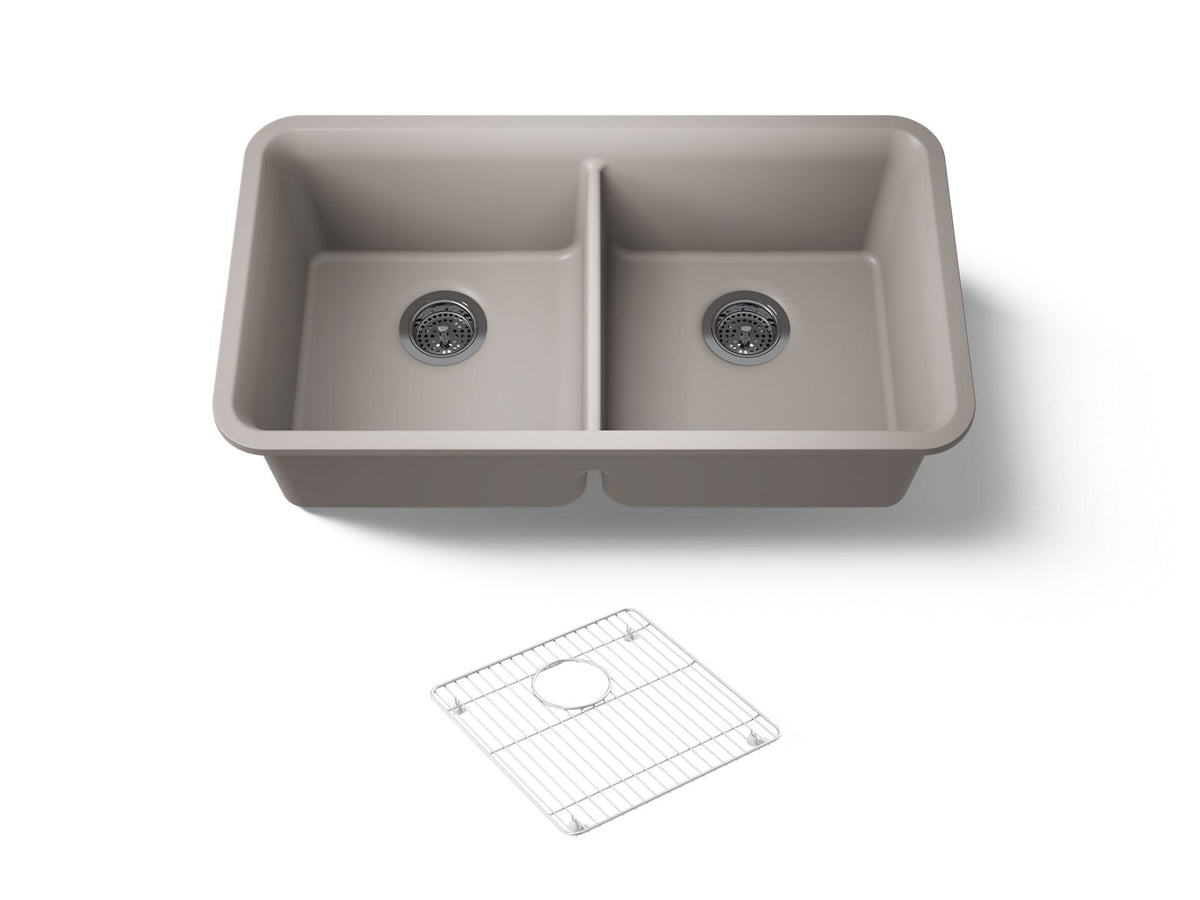 CAIRN UNDERMOUNT DBL EQUAL SINK W/RACK