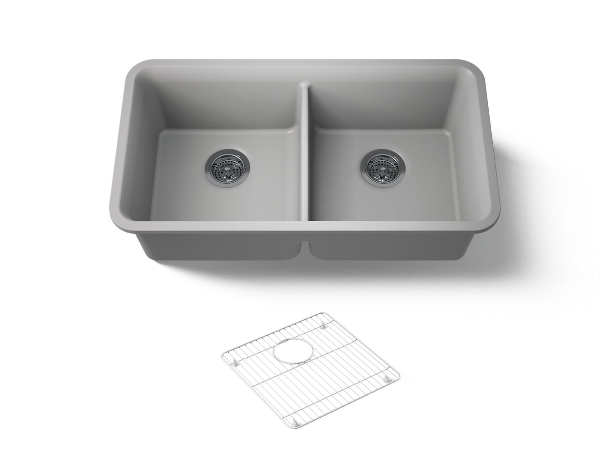 CAIRN UNDERMOUNT DBL EQUAL SINK W/RACK