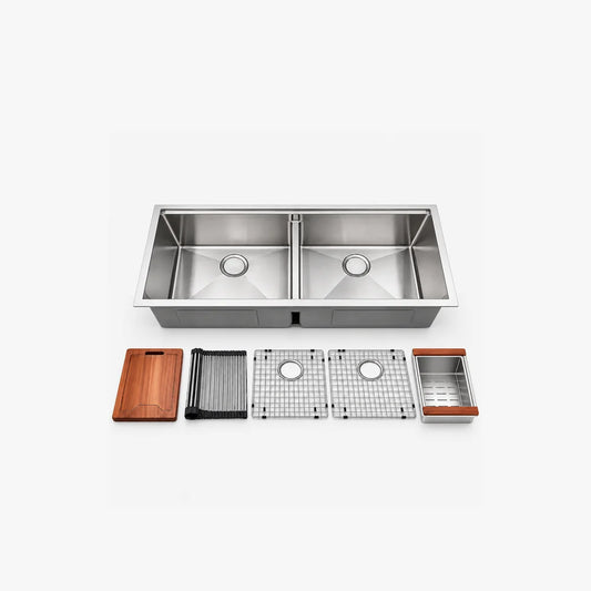 42" Undermount Double Bowl Workstation Kitchen Sink