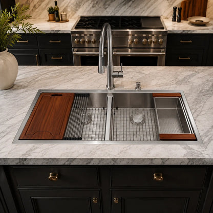 42" Undermount Double Bowl Workstation Kitchen Sink