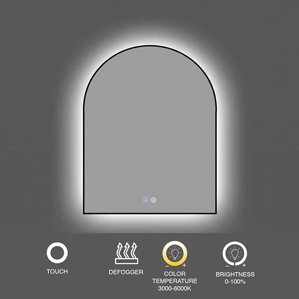 32" x 40" arched framed LED mirror