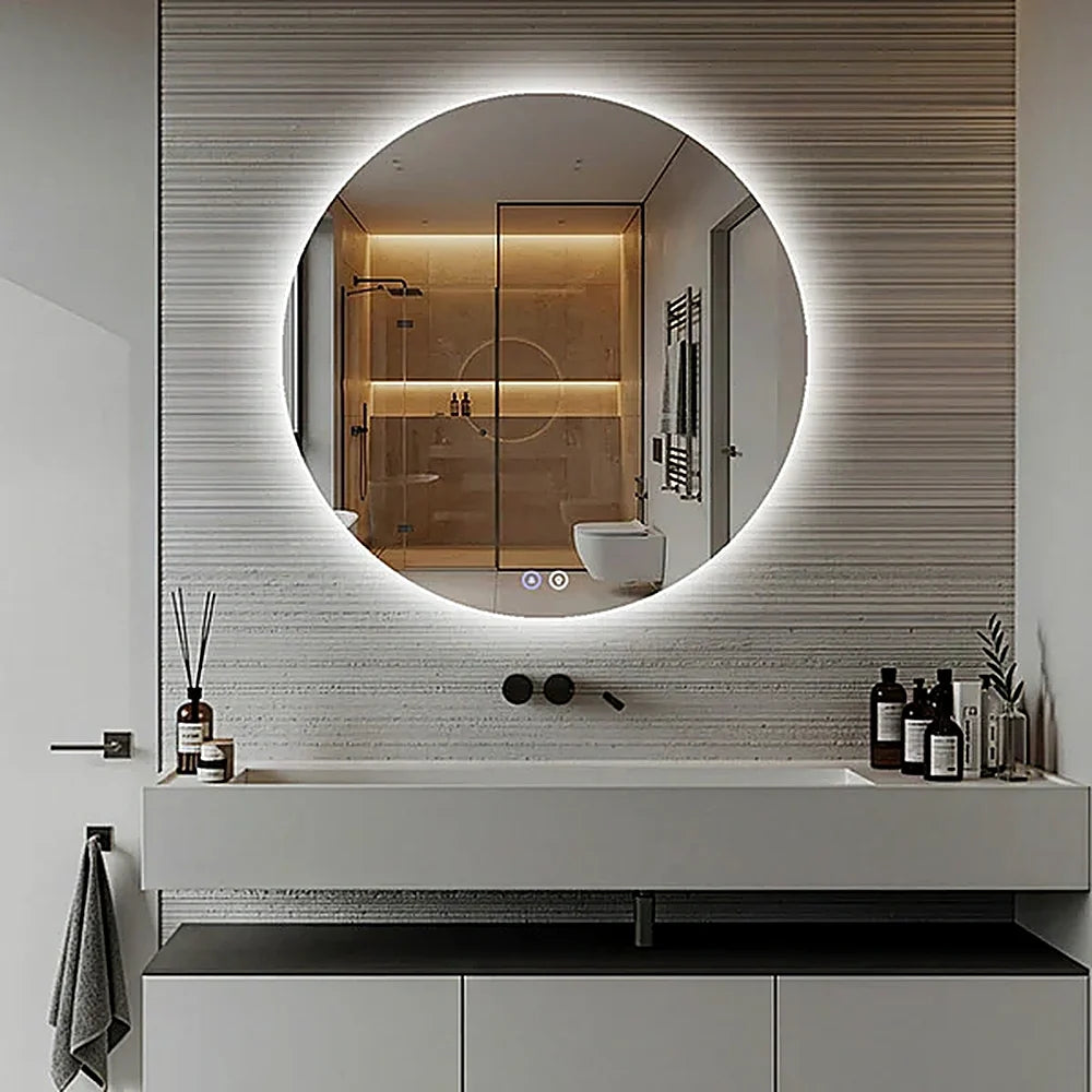 31" x 31" round frameless LED mirror
