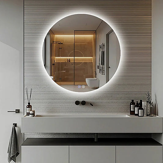 24" x 24" round frameless LED mirror