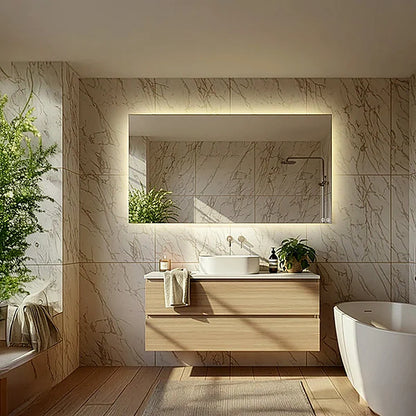 65" x 36" rectangular frameless LED mirror