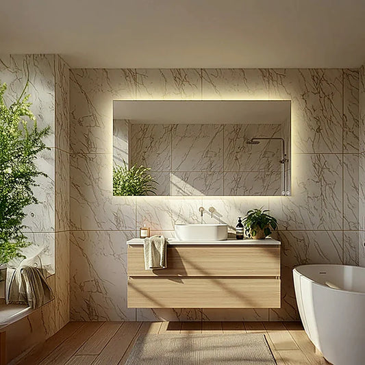 65" x 36" rectangular frameless LED mirror