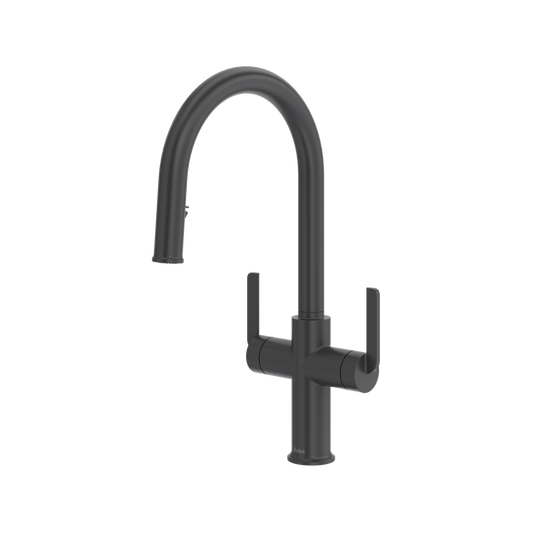 Authentica Two Handle Pull-Down Kitchen Faucet With C-Spout