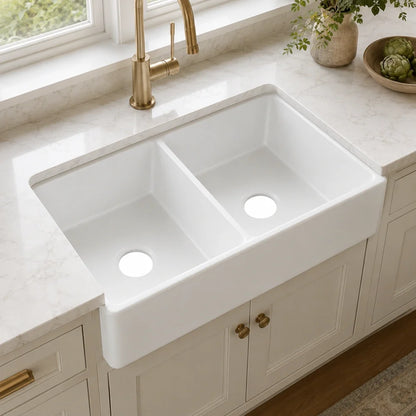 32" Undermount Double Bowl Farmhouse Kitchen Sink