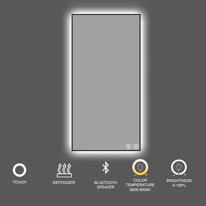 24" x 48" rectangular framed LED mirror