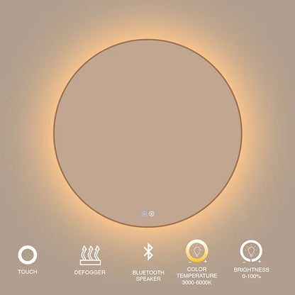 36" x 36" round framed LED mirror