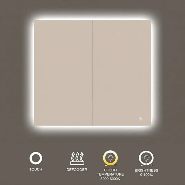 32" x 32" rectangular frameless LED medicine cabinet