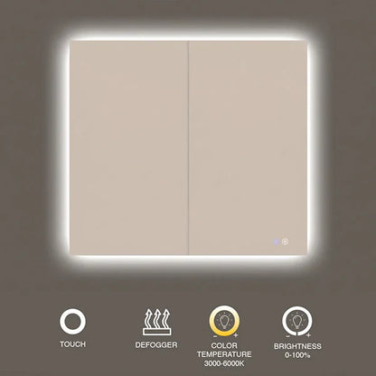 36" x 36" rectangular frameless LED medicine cabinet
