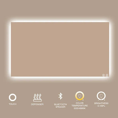 48" x 36" rectangular frameless LED mirror