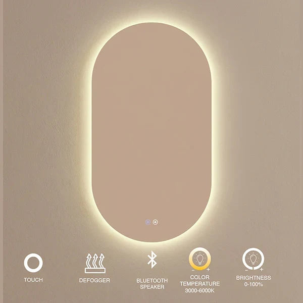 24" x 45" capsule frameless LED mirror