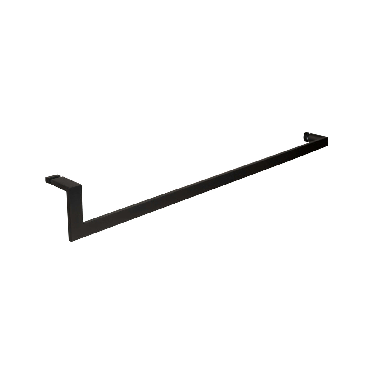 'J' Shape - Glass Door Handle + Towel Bar - Single Sided (with Back Side Cap)
