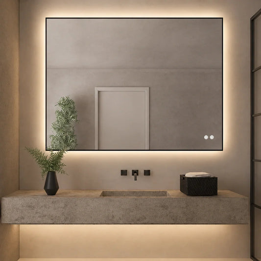 48" x 36" rectangular framed LED mirror