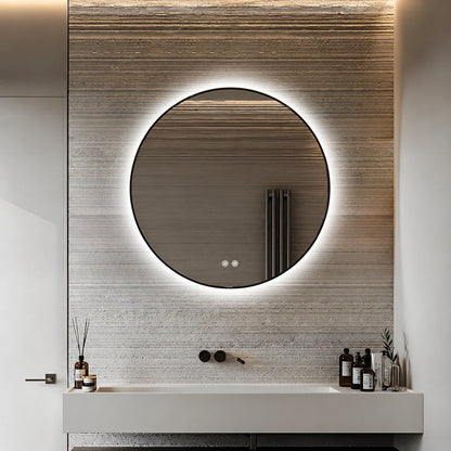 36" x 36" round framed LED mirror