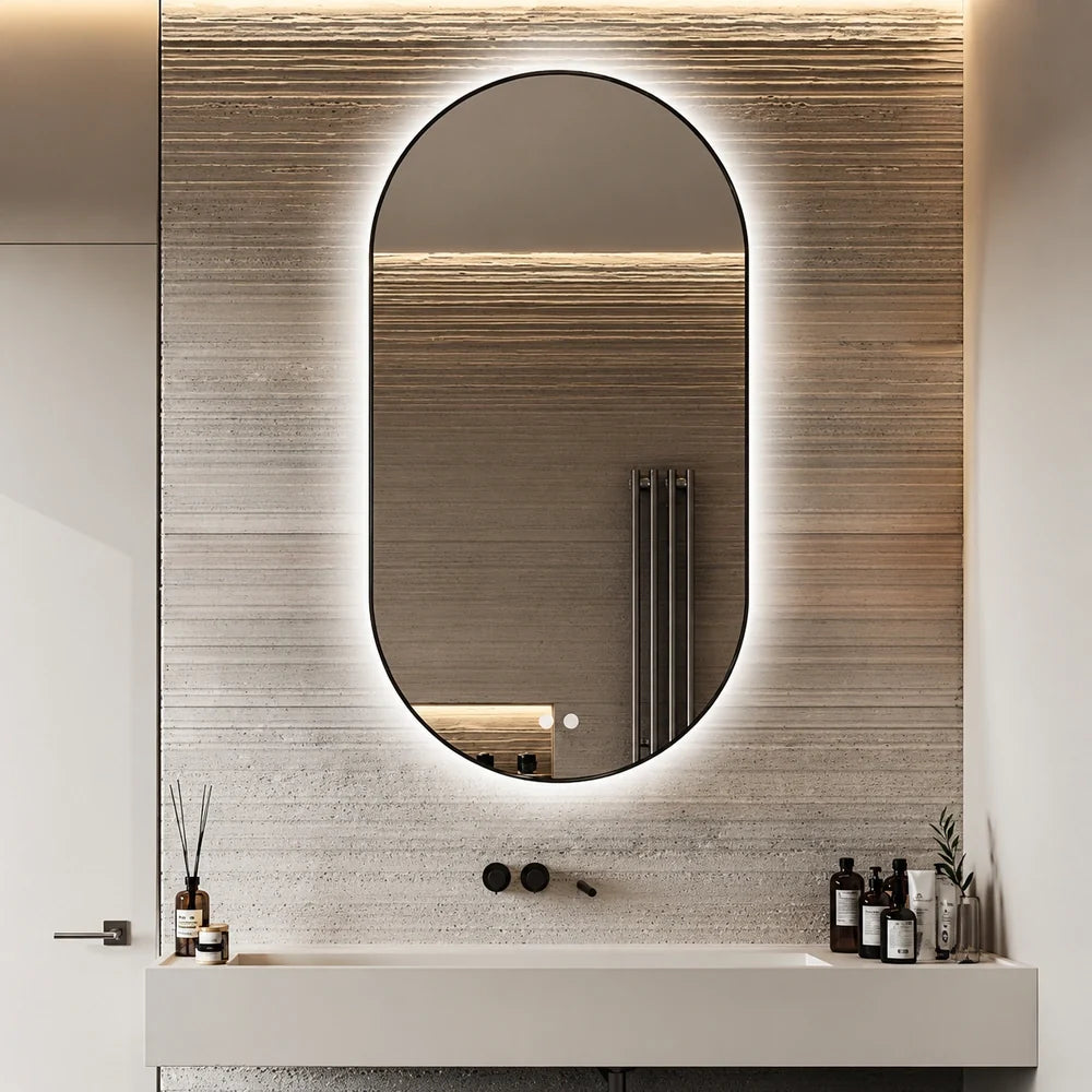 20" x 40" capsule framed LED mirror